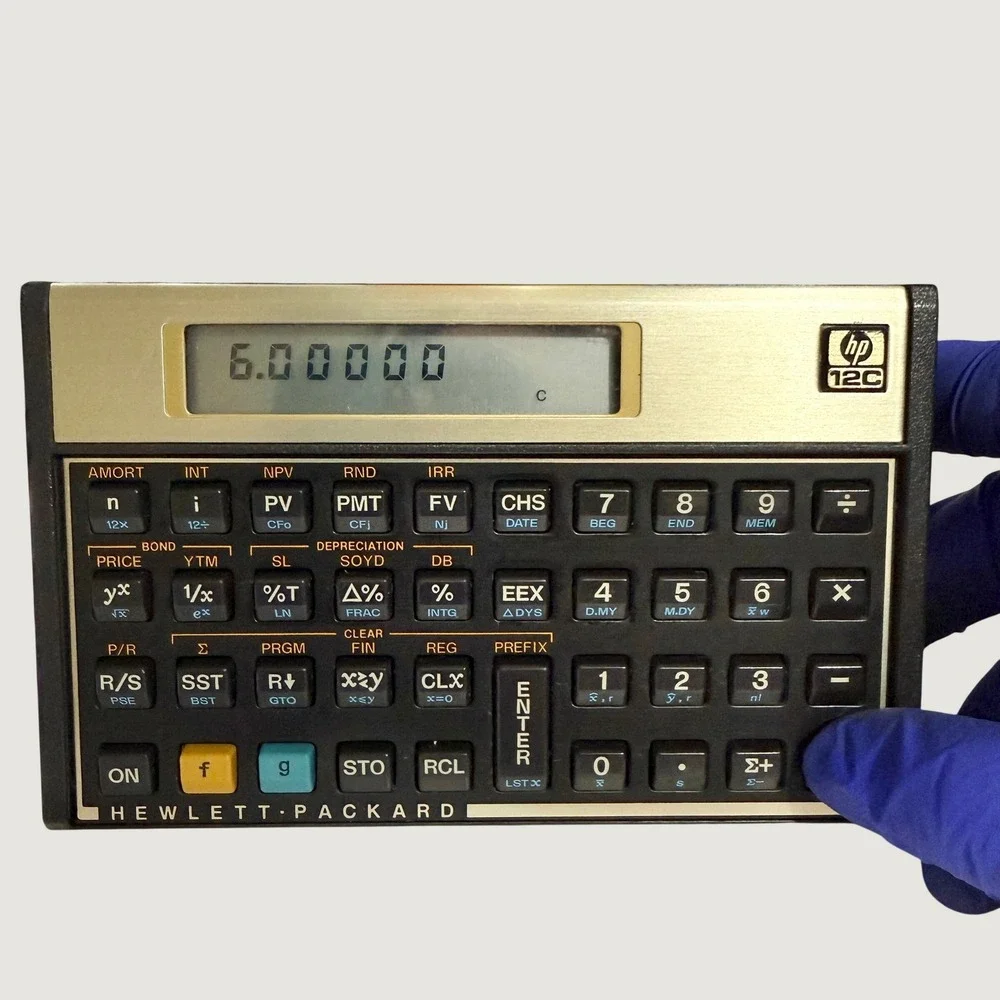 HP 12C Financial Calculator with Case Hewlett Packard Vintage Gold, Tested